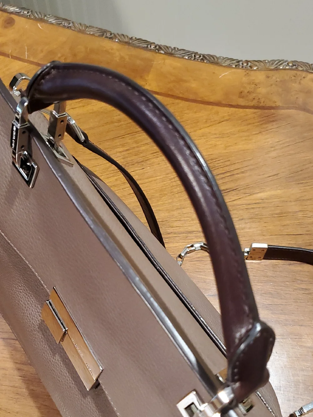 Michael Kors Collection Taupe Top Handle Quinn Bag Ultra Rare